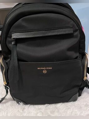 Michael Kors Black Backpack with Gold Accents